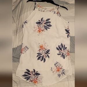 Women's White Floral Halter Neck Dress